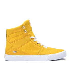 Womens Supra High Top Shoes ALUMINUM Caution/white | AU-96914